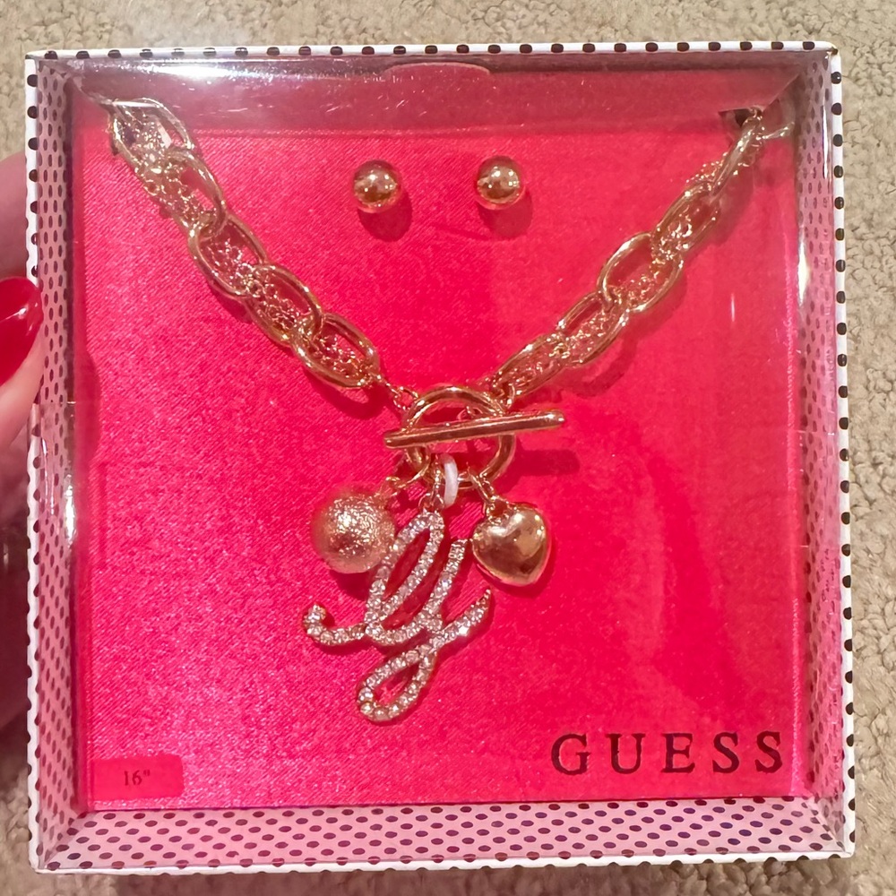 Guess Gold Necklace and Earring Set